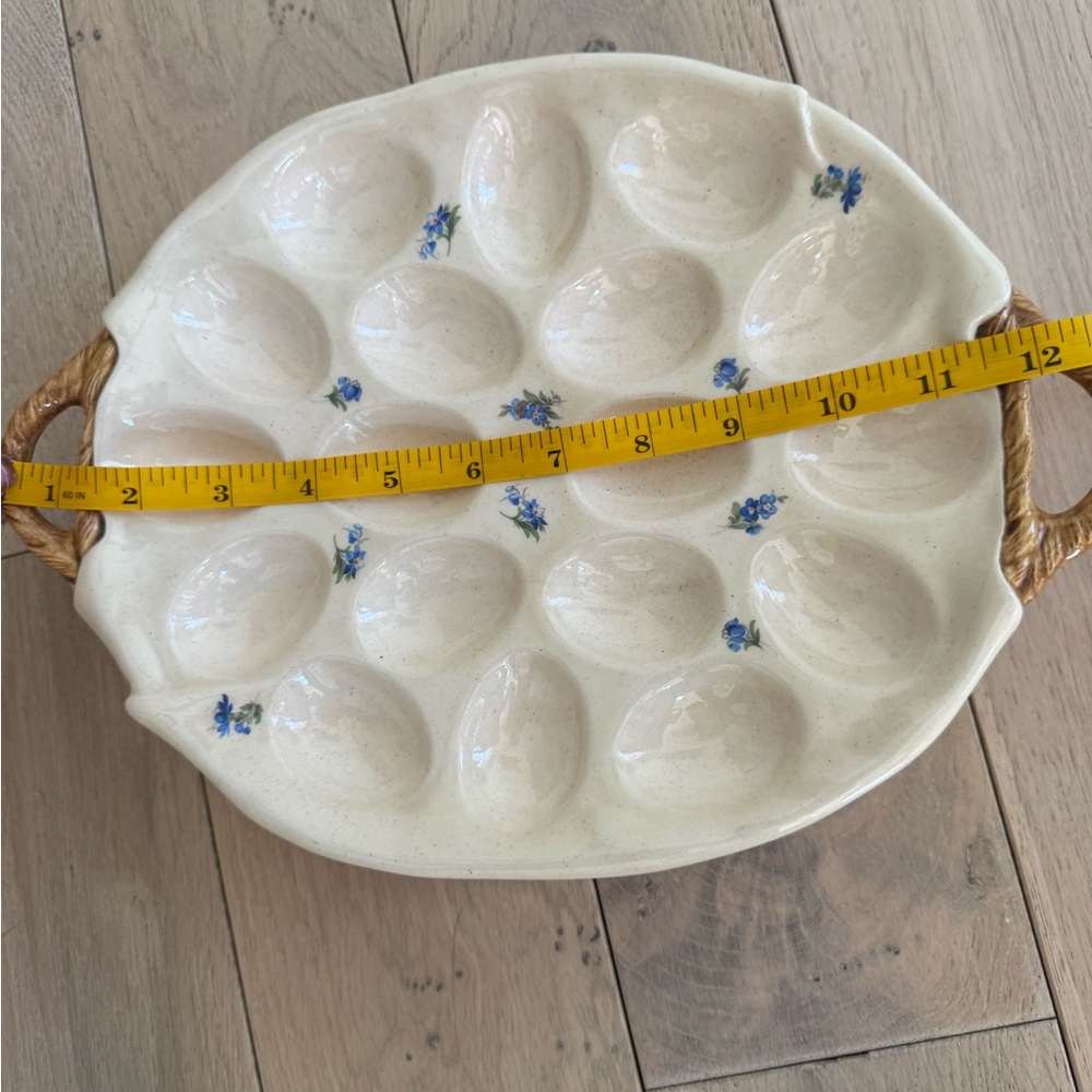 Ceramic Egg Holder Tray with Rope-Style Handles - Cream - Picture 4 of 6